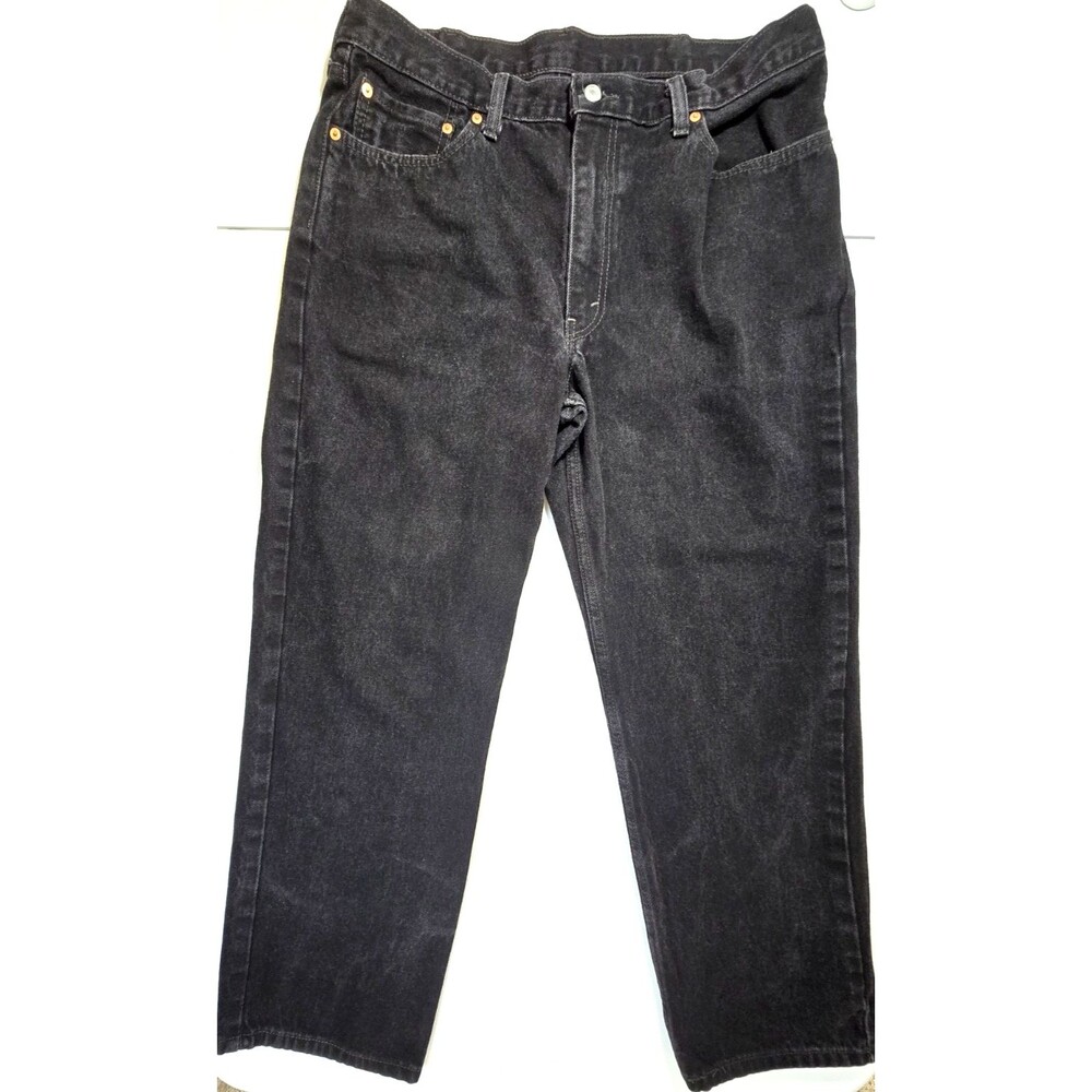 Levi's 550 Men's Relaxed Fit Straight Black Denim Jeans 36x29- differs from tag